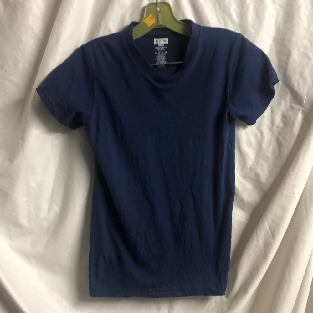 Girls 14/16 large blue v neck t-shirt euc